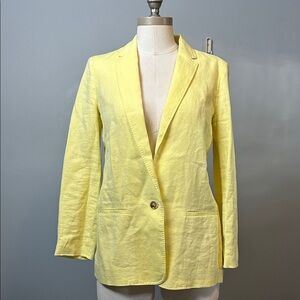 Massimo Dutti Yellow Linen or cotton blazer size 4